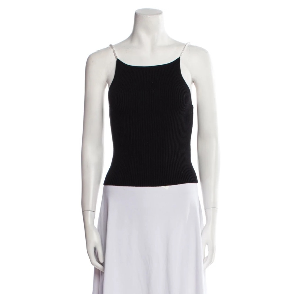Musier Paris Black Knit Bateau Top with Pearl Straps 36 small - Picture 2 of 7